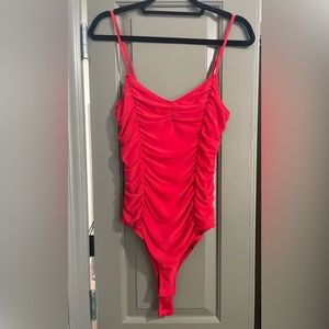 Free Press Red Ruched Bodysuit Size Small